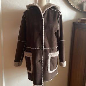 [dylan] for Sundance Catalog Reversible Faux Suede and Sherpa Coat